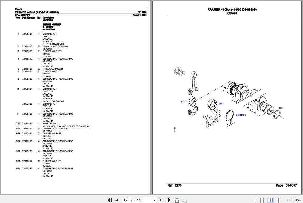 Fendt Farmer 410NA Tractor Parts Catalog F410105 01.2019 PDF