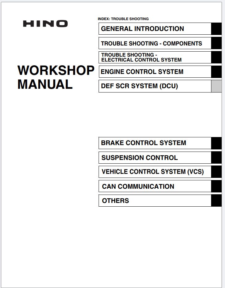 Hino Truck Conventional 600 XL Series Trouble Shooting WM-60LX24USAEH ...