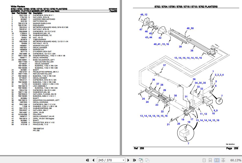 White 8702 to 8762 Planters Parts Catalog 00722040 PDF