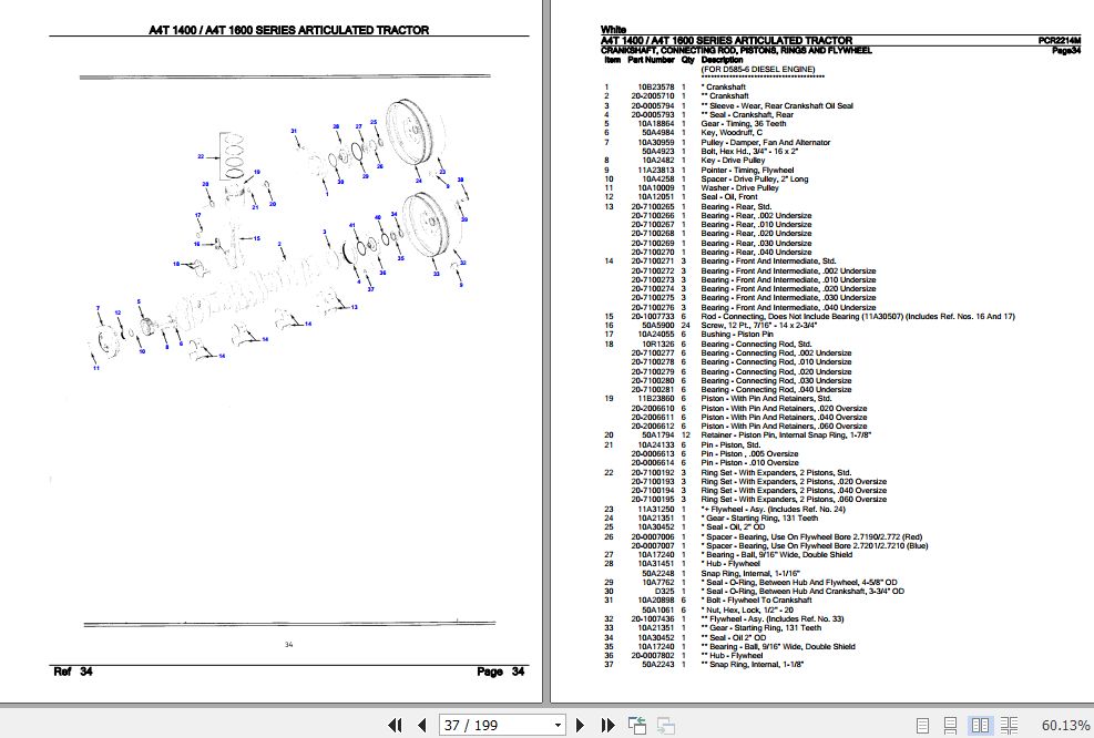 White A4T 1400 A4T 1600 Series Articulated Tractor Parts Catalog