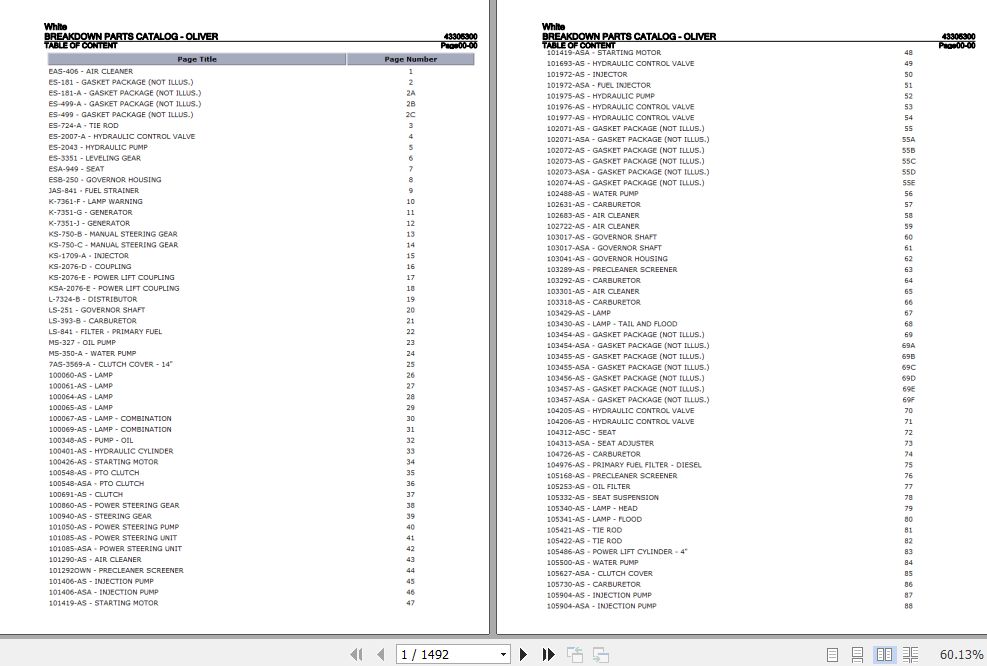 White Breakdown Parts Catalog 43305300 PDF
