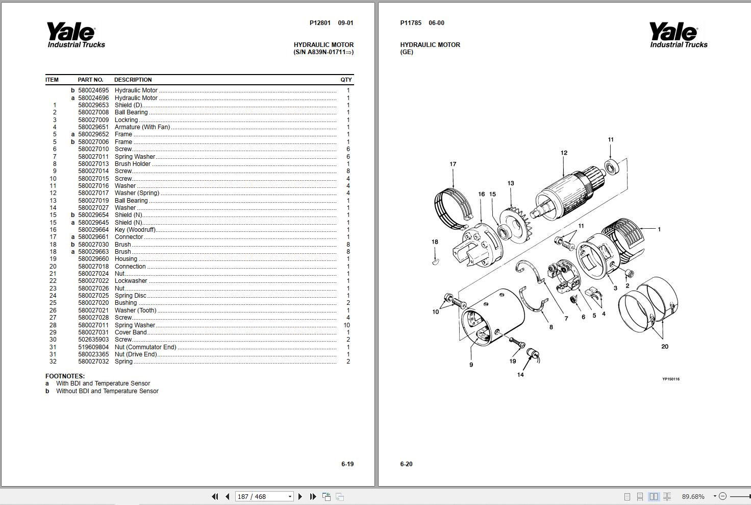 Yale ERC70HG ERC80HG ERC100HG ERC120HG (A839) Forklift Parts Catalog