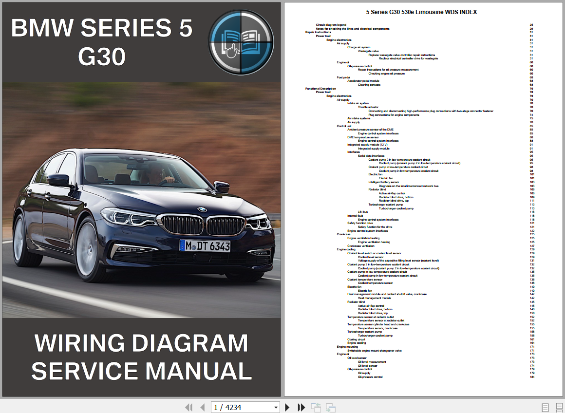 BMW 5 Series G30 530e Limousine Diagrams And Service Manual PDF