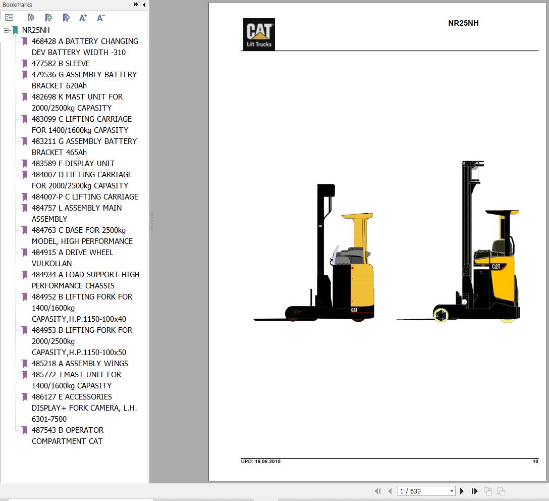 CAT NR25NH Forklift Parts Catalog 03.2021 PDF