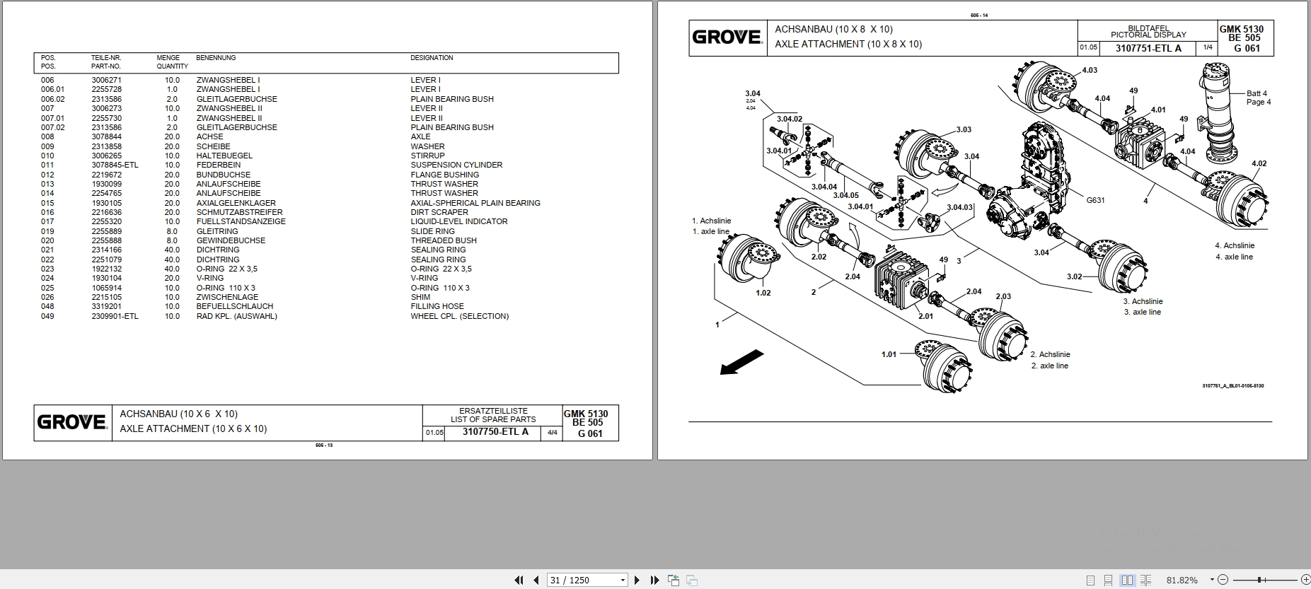 Grove GMK 51301 Crane Parts Catalog 3121290 2006 PDF