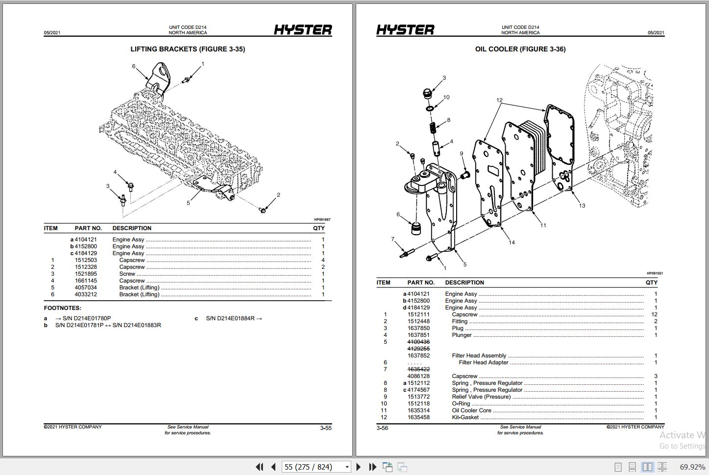 Hyster H450HDEC H500HDEC D214 Forklift Parts Catalog 4121172 2021 PDF