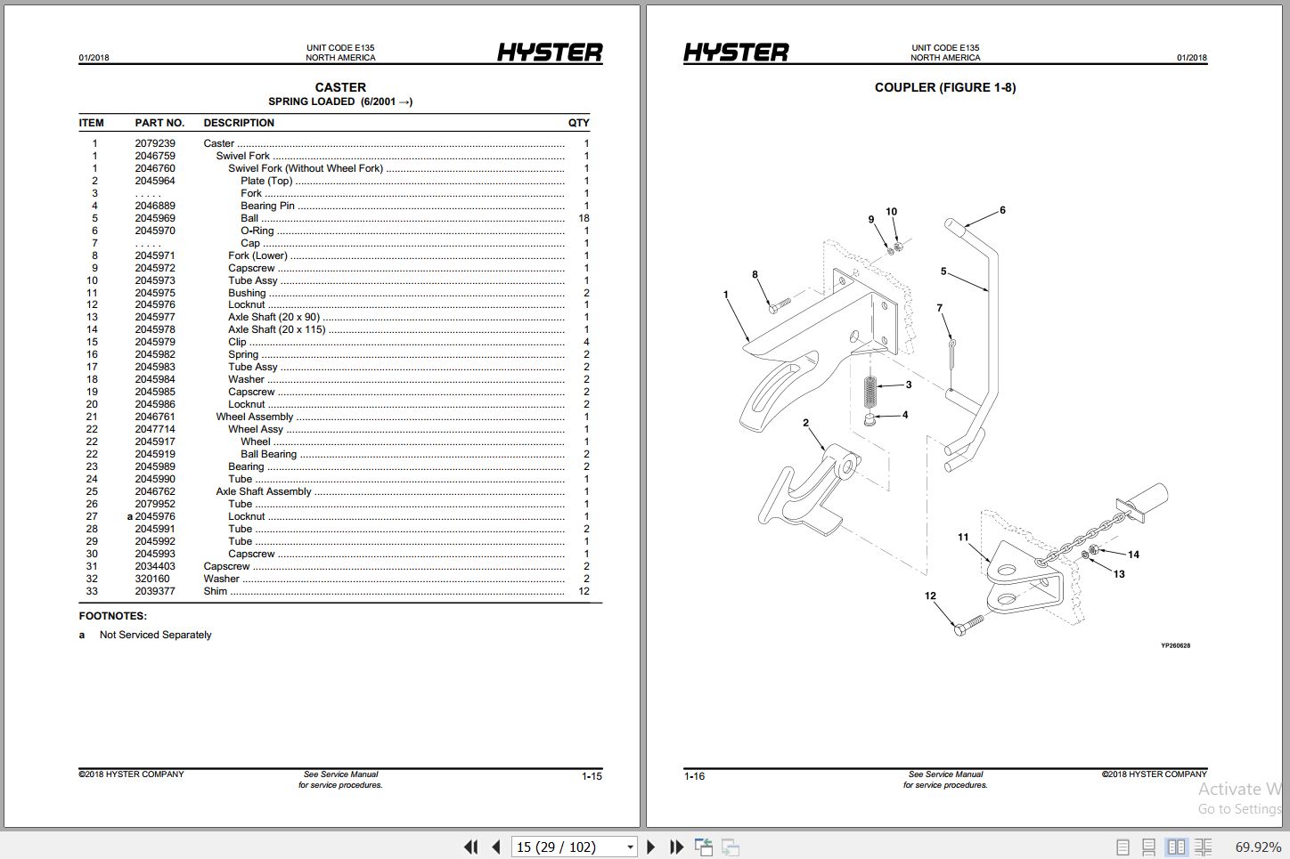 Hyster WALKIE W6080XT E135 Forklift Parts Catalog 897503 2018 PDF