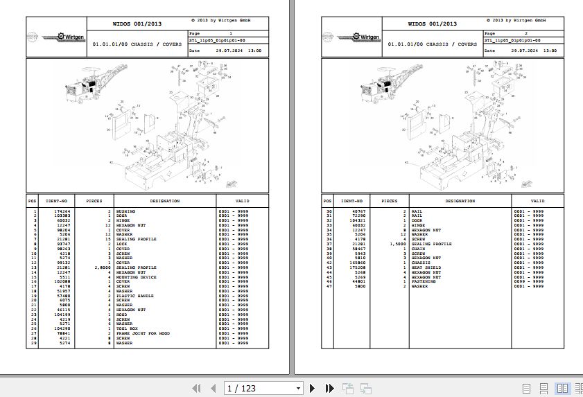 Wirtgen W 1000 L 11.05 2097529 Cold Planer Parts Catalog PDF
