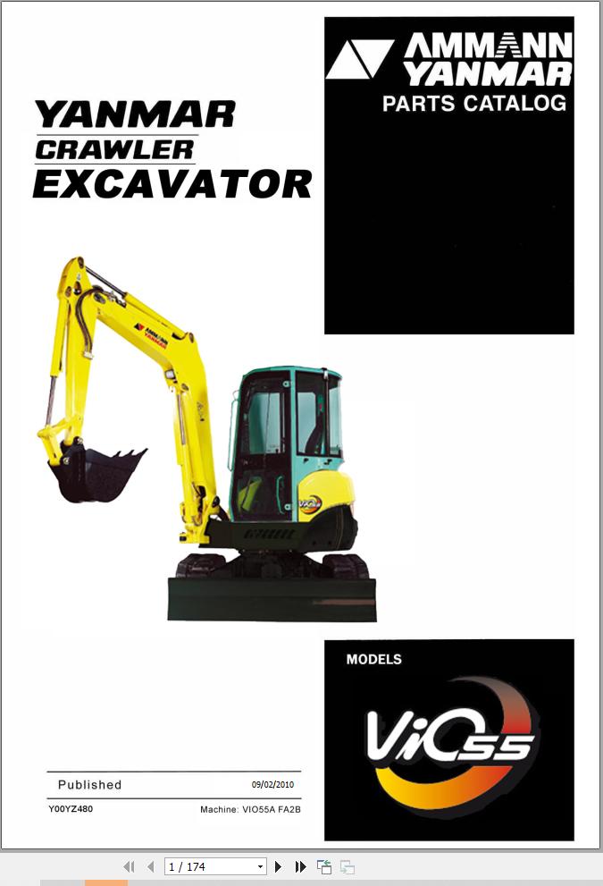 Yanmar ViO55A FA2B Mini Excavator Parts Catalog Y00YZ480 PDF