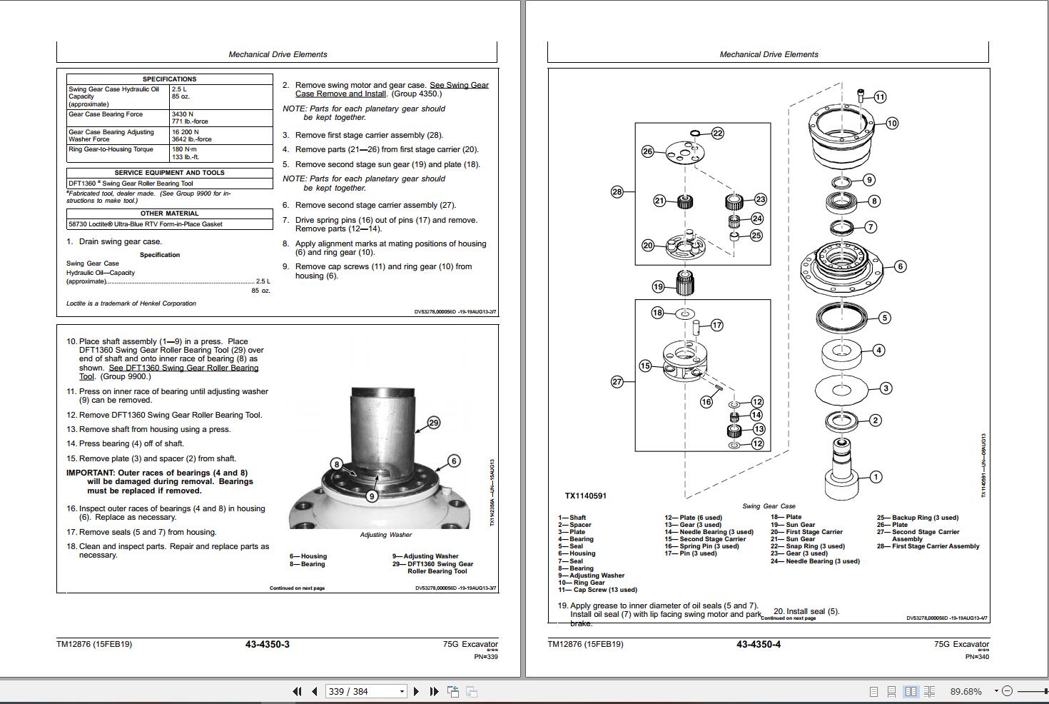 John Deere 35G Excavator Technical Service Repair Manual – TM12894, 398 Pages