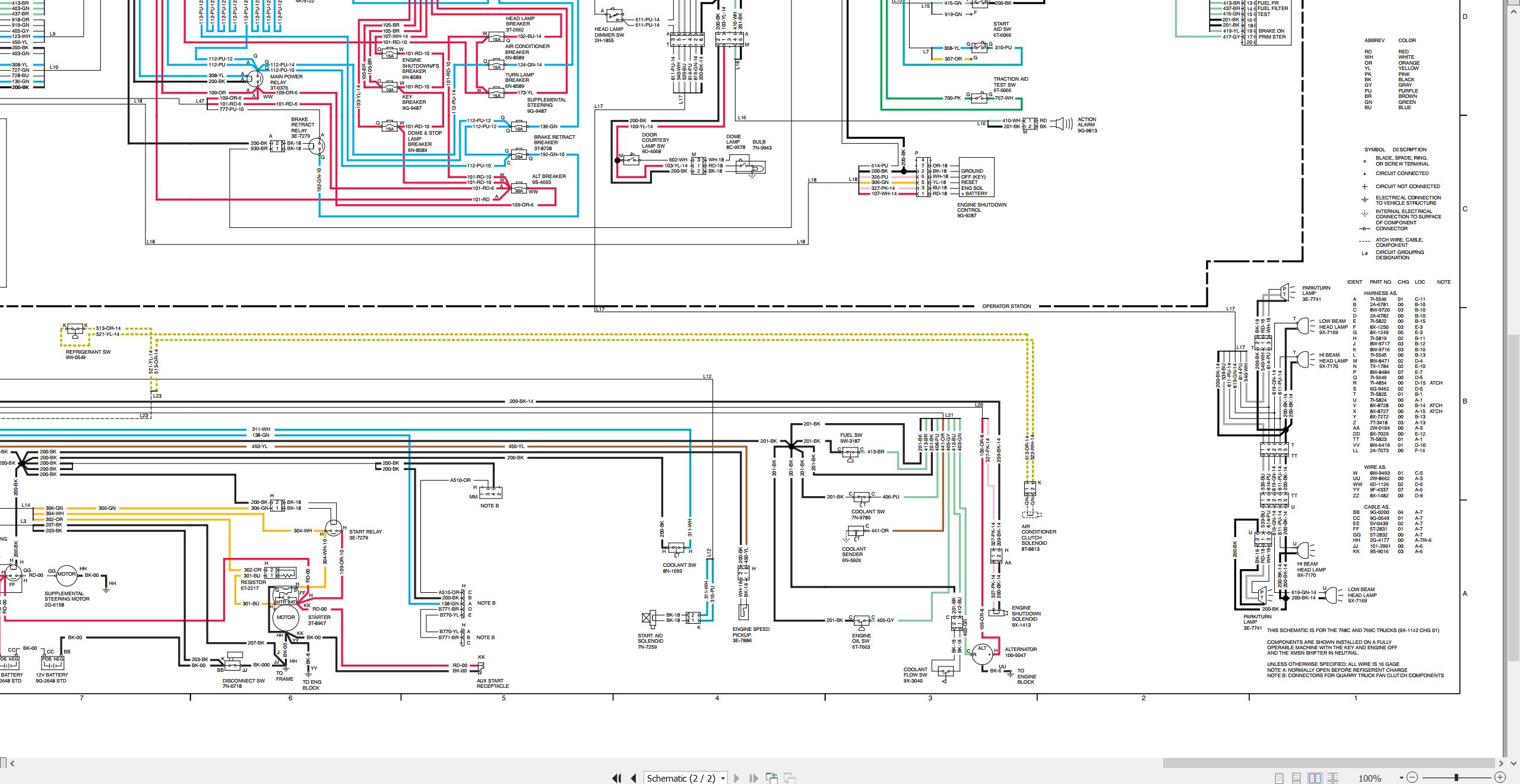 CAT 768C 796C Tractor Electrical Schematic SENR6395-00 1993 PDF