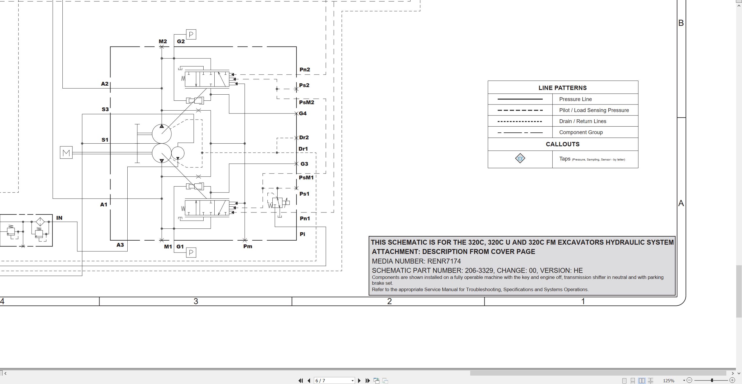 CAT 320C FM Excavator Electrical Hydraulic Schematic PDF