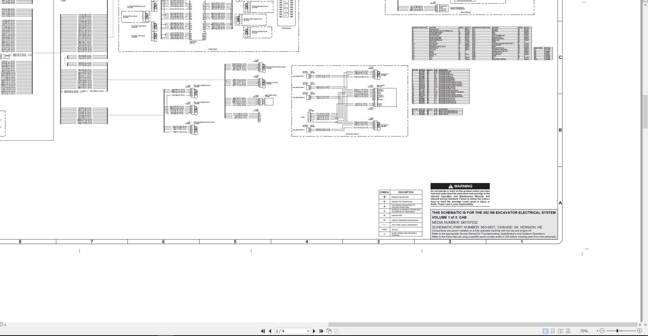 CAT 352 SB Excavator Electrical Schematic PDF