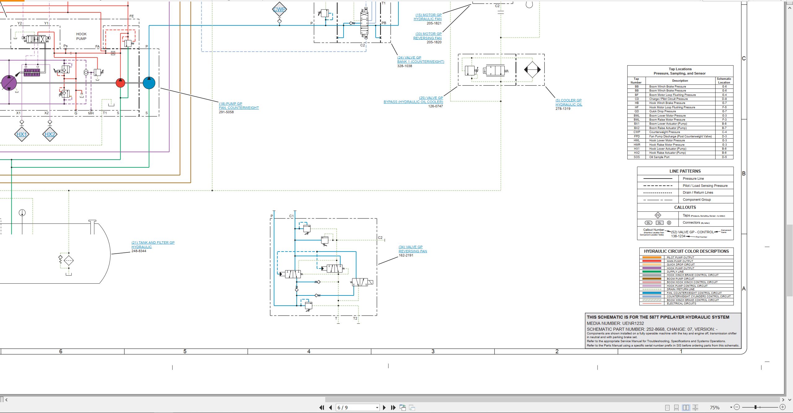 CAT 587T Pipelayer Electrical Hydraulic Schematic PDF