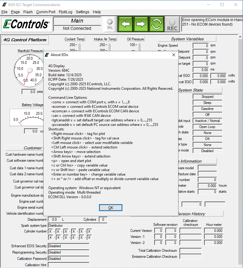 PSI ECONTROLS EDIS ECI 4G DISPLAY 684C 2025 Program Active PC